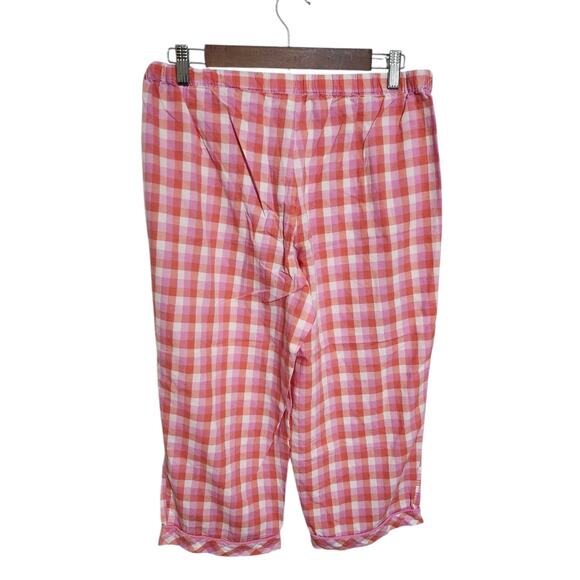 Victoria's Secret Plaid Pajama Set Womans Medium 100% COTTON Pink White Orange - Picture 6 of 8